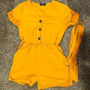 Shein yellow romper with belt. Size small.